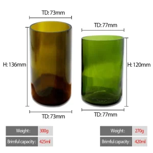 Transparent Army Green Glass Candle Container with Lid, 11 oz and 15 oz