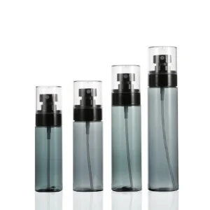 Transparent Black Cylinder Spray Bottles 30ml 60ml 80ml 100ml 120ml PET Plastic Fine Mist for Perfume Skin Care Serum