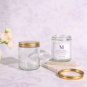 Transparent Candle Jars 50g 60g 80g 100g 150g 250g Empty Amber Glass Cosmetic Body Lotion Scrub Jars With Metal Gold Screw Lids