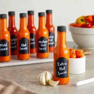 Transparent Chili Hot Sauce Glass Bottle With Plastic Cap 90 Ml 150 Ml 250 Ml Botellas De Vidrio Para Salsa
