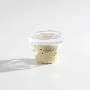 Transparent Crystal Glass Non-Spill Round 25mm Crimp Closure Anti-Dust Bottle Stopper for Rum and Wine Bottles