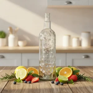 Transparent Embossed Glass Oil Bottle for Beverage and Kitchen Storage