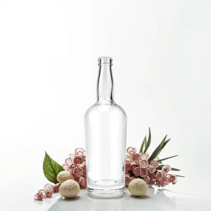 Transparent Engraving-Ready Empty Glass Bottle 750ml for Tequila with Wooden Cork