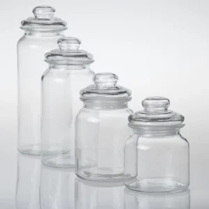 Transparent Food Grade Glass Storage Jar Containers with Airtight Glass Lids