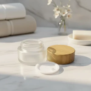 Transparent Frosted Round Empty Glass Cosmetic Jars