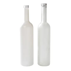 Transparent Frosted White Glass Wine Bottle for Vodka and Other Alcoholic Beverages
