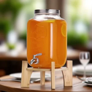 Transparent Glass Beverage Dispenser with Tap and Faucet