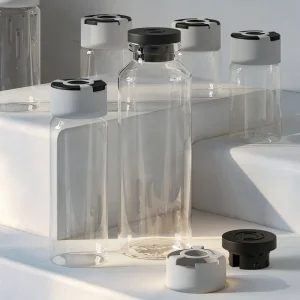 Transparent Glass Bottle Cosmetic Packaging Vial Container with Custom Color Cap for Serum Essence Packaging
