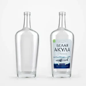 Transparent Glass Bottle for Vodka Brandy Gin and Tequila 750ml with Cork and Screw Cap