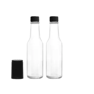 Transparent Glass Bottles with Leak Proof Screw Lid 150ml Salad & Ketchup Condiment Jars for Sauce Storage