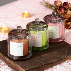 Transparent Glass Candle Holder, Bell Dome Cloche, 140/210 ml