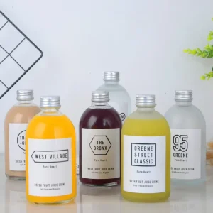 Transparent Glass Cold Brew Pressed Drinks Coffee Bottle with Aluminum Screw Cap Clear Matte Color 270 ml 350ml 500 ml