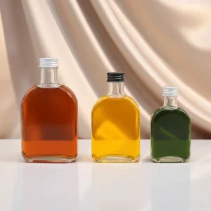 Transparent Glass Cold Brew Tea, Beverage, and Juice Bottle with Screw-On Aluminum Cap