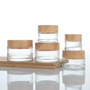 Transparent Glass Cosmetic Cream Jars with Plastic Lids 10g 200g