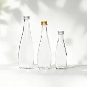 Transparent Glass Drinking Water Bottle with Screw Cap, 200ml, 330ml, or 500ml