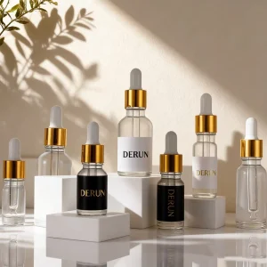 Transparent Glass Dropper Bottle with Gold Lid for Serum