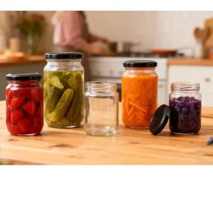 Transparent Glass Food Jars with Screw Aluminum Cap 20 mL 100 mL 250 mL for Honey Jam Pickles