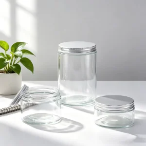 Transparent Glass Jar with Wide-Mouth Plastic Lid 4oz 16oz 500ml for Candle Making Face Cream Storage and Home Decor