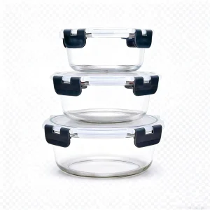 Transparent Glass Meal Box with Sealed Lid for Food Storage