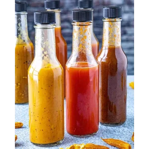 Transparent Glass Sauce Bottle 2 Oz 60ml Mini Plastic Cap for Olive Oil Jelly Milk