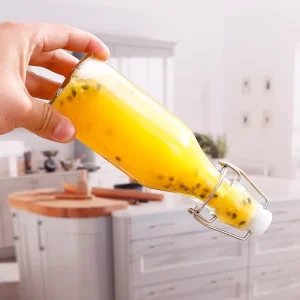 Transparent Glass Swing-Top Bottle 60ml-1000ml with Rubber Stopper for Beverage and Beer Packaging