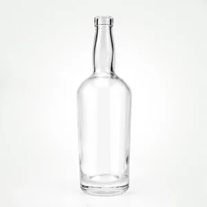Transparent Glass Vodka Whiskey Brandy Rum Bottle 750ml with Cork