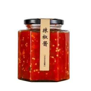 Transparent Hexagonal Food-Grade Glass Bottle for Honey Jam Pickles and Chili Sauce