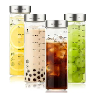 Transparent High Borosilicate Glass Food Storage Container with Moisture-Proof Lid for Coffee and Juice