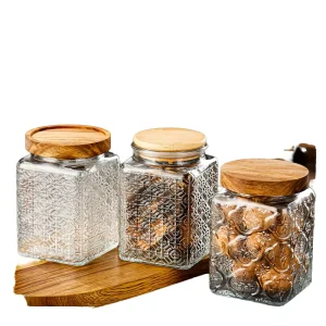 Transparent High Borosilicate Glass Food Storage Container with Plastic and Aluminum Lids for Kitchen and Camping