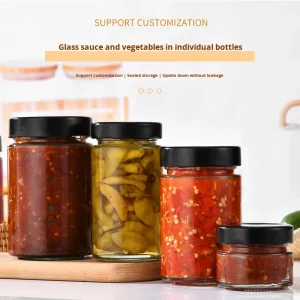 Transparent High Capacity Glass Bottles with Screw Lid for Pickles and Sesame