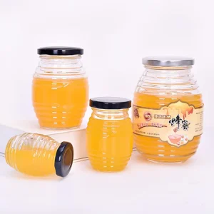 Transparent Honey Glass Bottle with Tinplate Cover and Screen Printing, 180ml 70ml