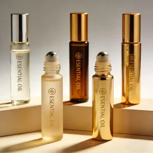 Transparent Mini Glass Roll-On Bottle for Perfume Oils and Cosmetic Essence, 3ml, 5ml, 8ml, or 10ml, Leak-Resistant
