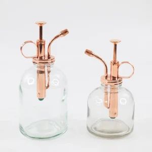Transparent Plain Glass Spray Bottle Mini Fine Mist Spray Bottle Copper Plating Pump Plant Sprayer