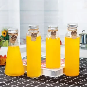 Transparent Recyclable 150ml 200ml 250ml 280ml 350ml Glass Bottle with Screw Lid for Beverage Juice Coffee