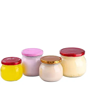 Transparent Round Food-Grade Glass Jar with Sealed Lid for Pudding, Chili Sauce, Honey, and Steamed Foods
