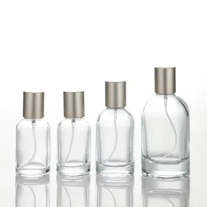 Transparent Round Glass Dropper Spray Bottle 15ml 30ml 50ml 100ml with Silver Cap