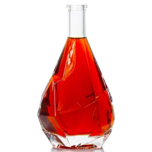 Transparent Shaped Glass Liquor Bottle for Vodka and White Spirit with Cork