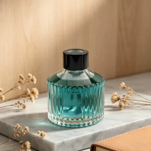 Transparent Vertical Stripe Screw top 120ml Glass Scented Oil Vial Screen Printed No Fire Required Perfume Essential
