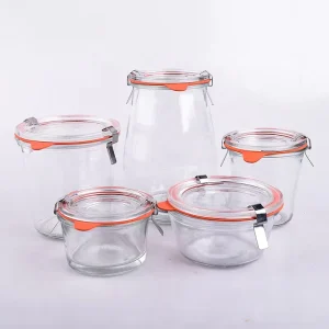Transparent Weck Canning Jar Eco Friendly Jars with Lids Airtight Glass Containers with Clamp Seals