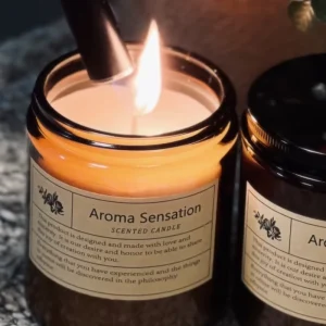 Trendy 7 oz Brown Glass Jar Soy Wax Spice Scented Handmade Long Burning Modern Candle for Holiday Ramadan Diwali Home Decor