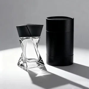 Twisted Hourglass Glass Perfume Bottles with Matte Black Cap Empty Perfume Bottles with Leather Gift Tube