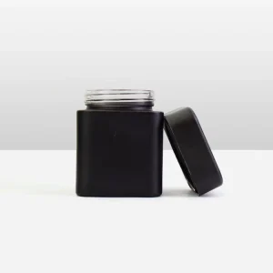 UV Glass Jar 120ml 250ml Empty Matte Black Square Child-Resistant Food Storage Cosmetic Container with Lids