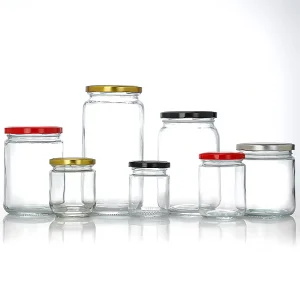 UV Printing Glass Food Storage Jar with Metal Lid 4oz 5oz 8oz 10oz 12oz for Pickles Preserves and Food Packaging