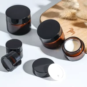 UV-Proof Empty Amber Brown Glass Cream Jars for Skin Care Lotion 5g to 100g