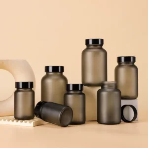 UV-Protective Glass Capsule Bottles with Caps, Wide Mouth, 100ml 120ml 150ml