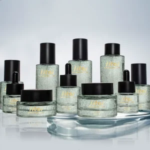 Unique Cosmetic Glass Bottle 20ml 100ml 30g 50g Empty Custom Luxury Face Cream Jars Lotion Serum Glass Bottles Packaging Set