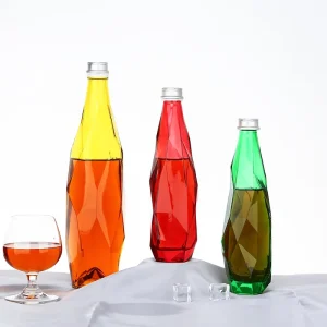 Unique Shape Customized Colored Water Bottle 330ml 500ml 750ml 1000ml Beverage Juice Glass Bottle with Screw Cap Seal
