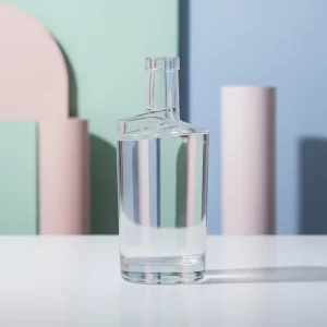 Unique Shaped 700ml Clear Glass Liquor Bottle Premium Empty Container Spirit Whiskey Vodka Cork Energy Drinks Customized Logo