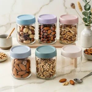V 6656 Glass Airtight Jars Non hole Cover Modern Minimalist Design for Yogurt Coffee Beans Kitchen Food Storage