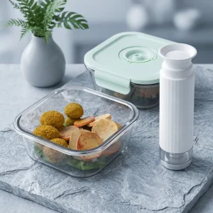 Vacuum Fresh keeping Box Kitchen Sealed Container for Food Storage Microwave Heated Safe High Borosilicate Glass Storage Box